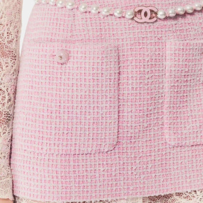 Skirt Cotton Tweed Light Pink Grey