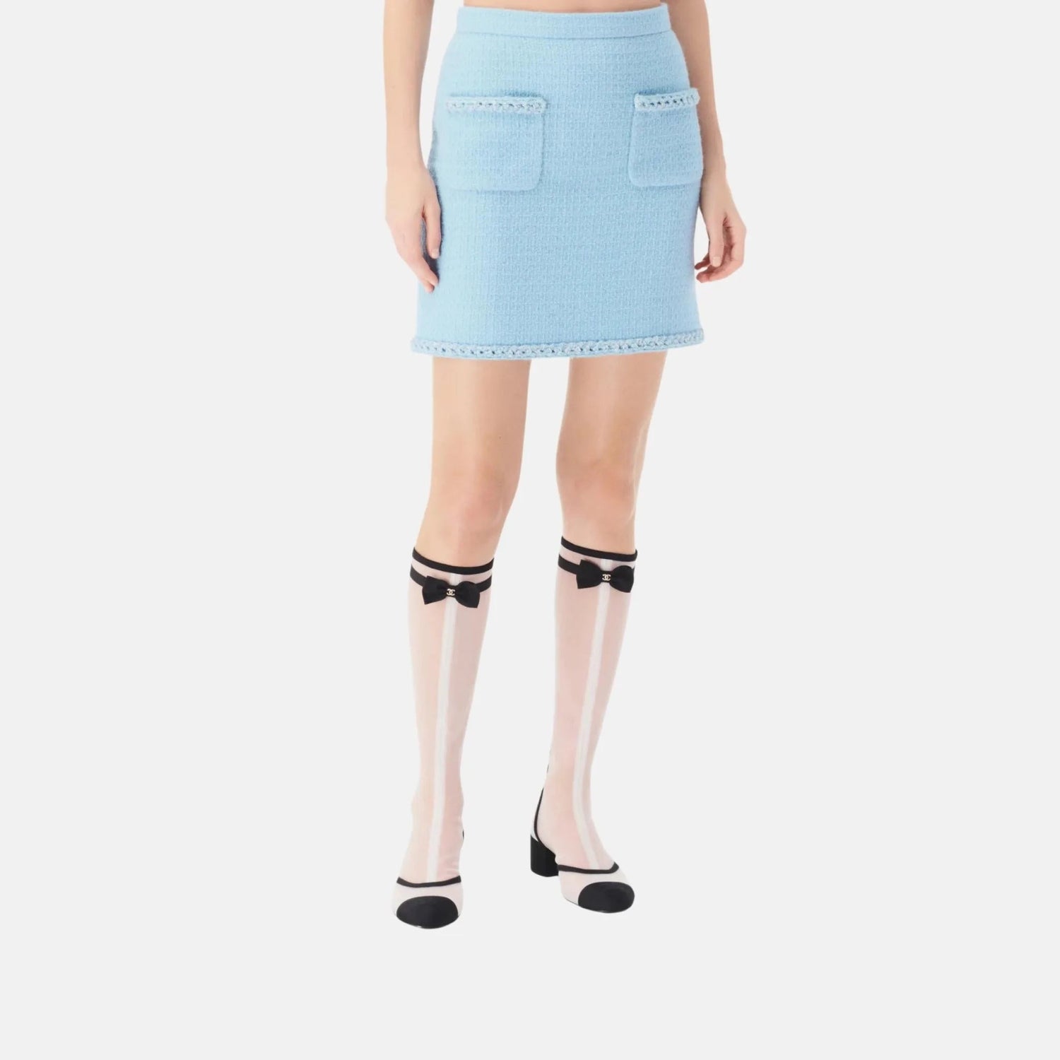 Skirt in Light Blue Wool Tweed