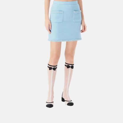 Skirt in Light Blue Wool Tweed