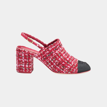 Slingbacks in Tweed &amp; Gros-grain