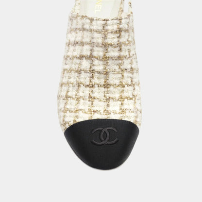 Slingbacks in Wool, Mohair Tweed &amp; Grosgrain