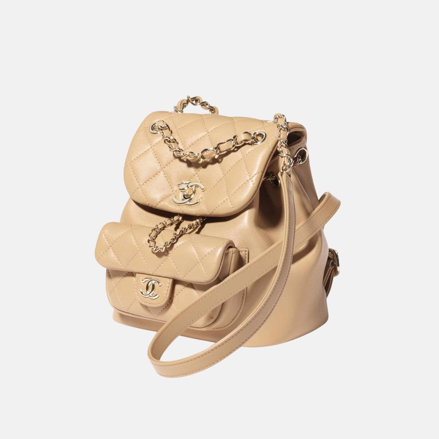 Small Backpack In Calfskin And Gold Tone Metal