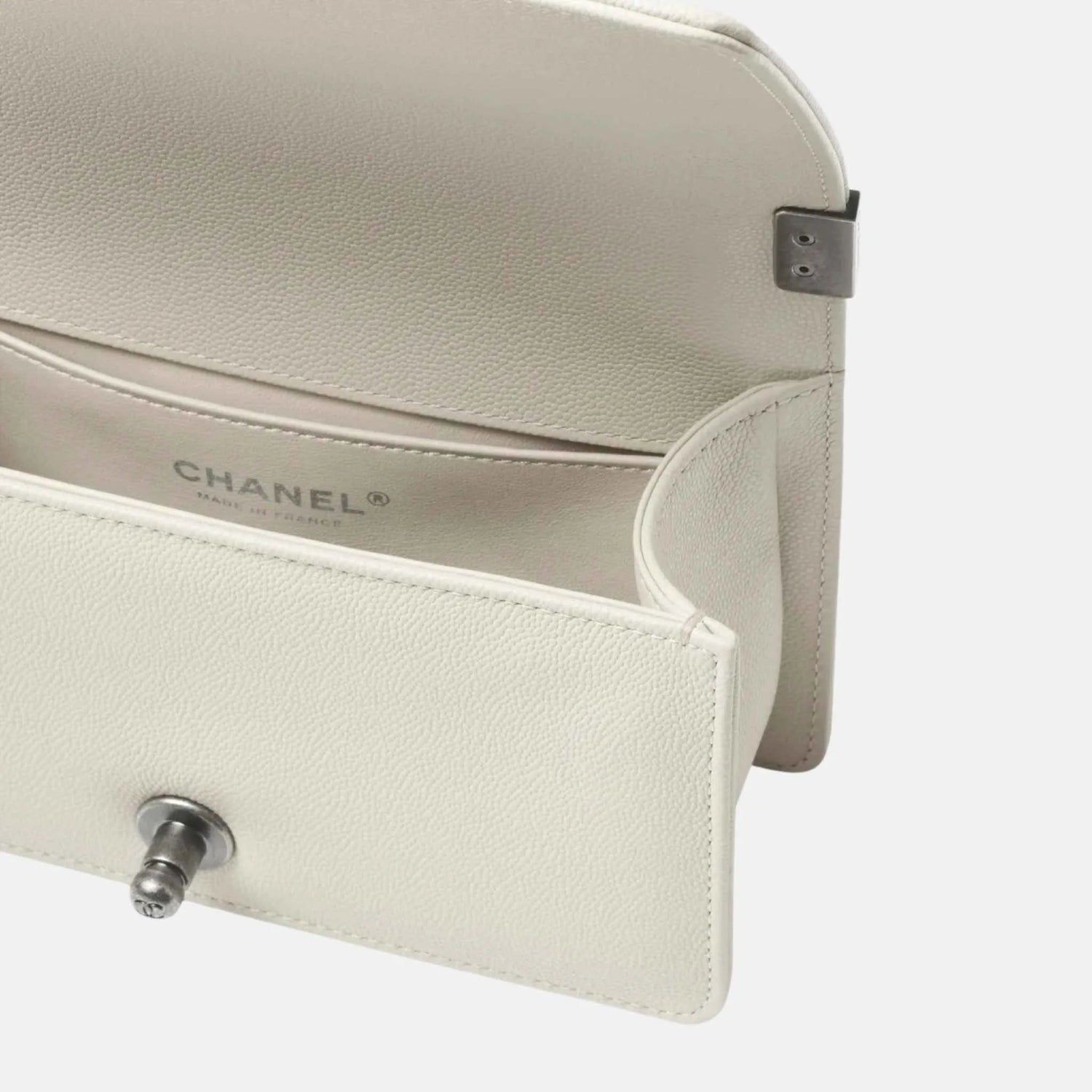 Small Boy Bag in Shiny Grained Calfskin and Ruthenium
