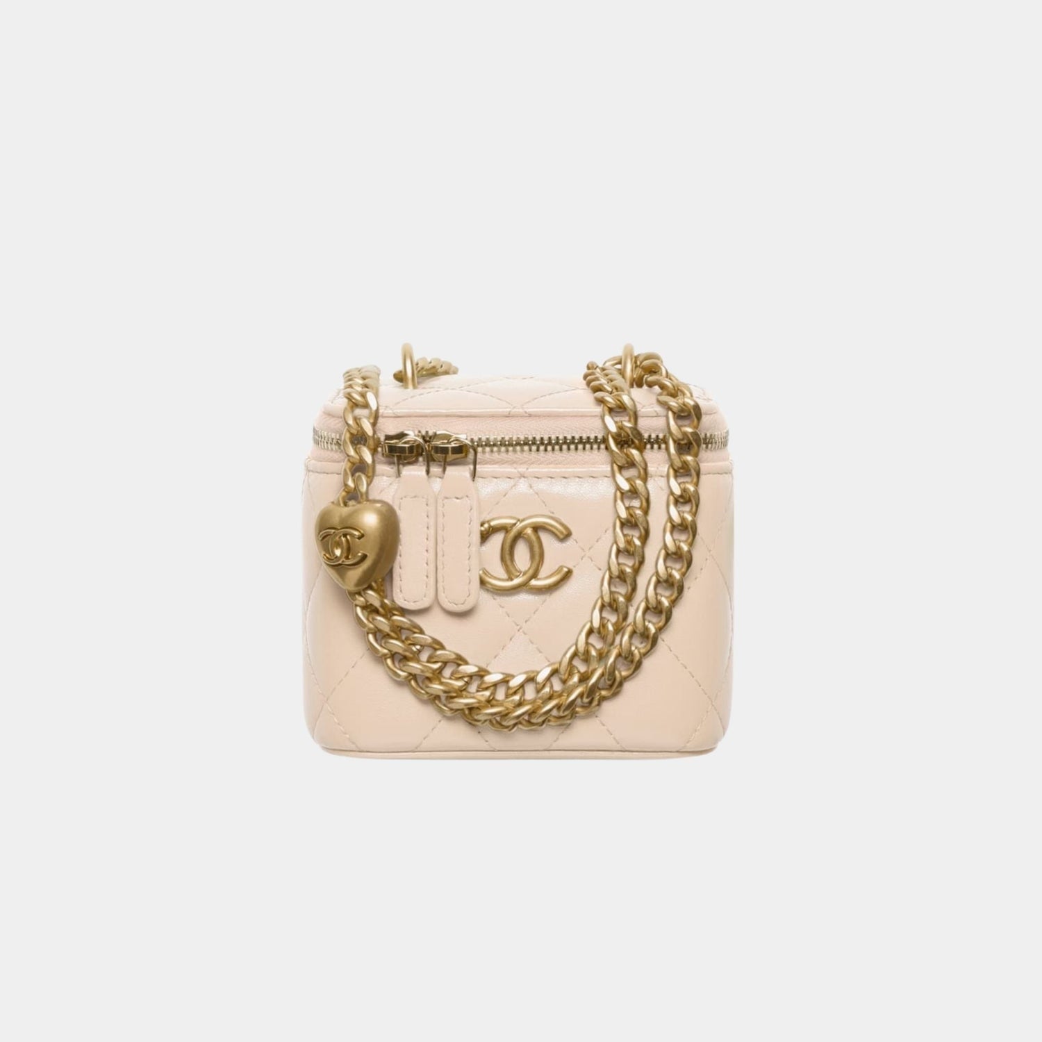 Small Vanity with Chain in Shiny Lambskin and Gold Tone Metal