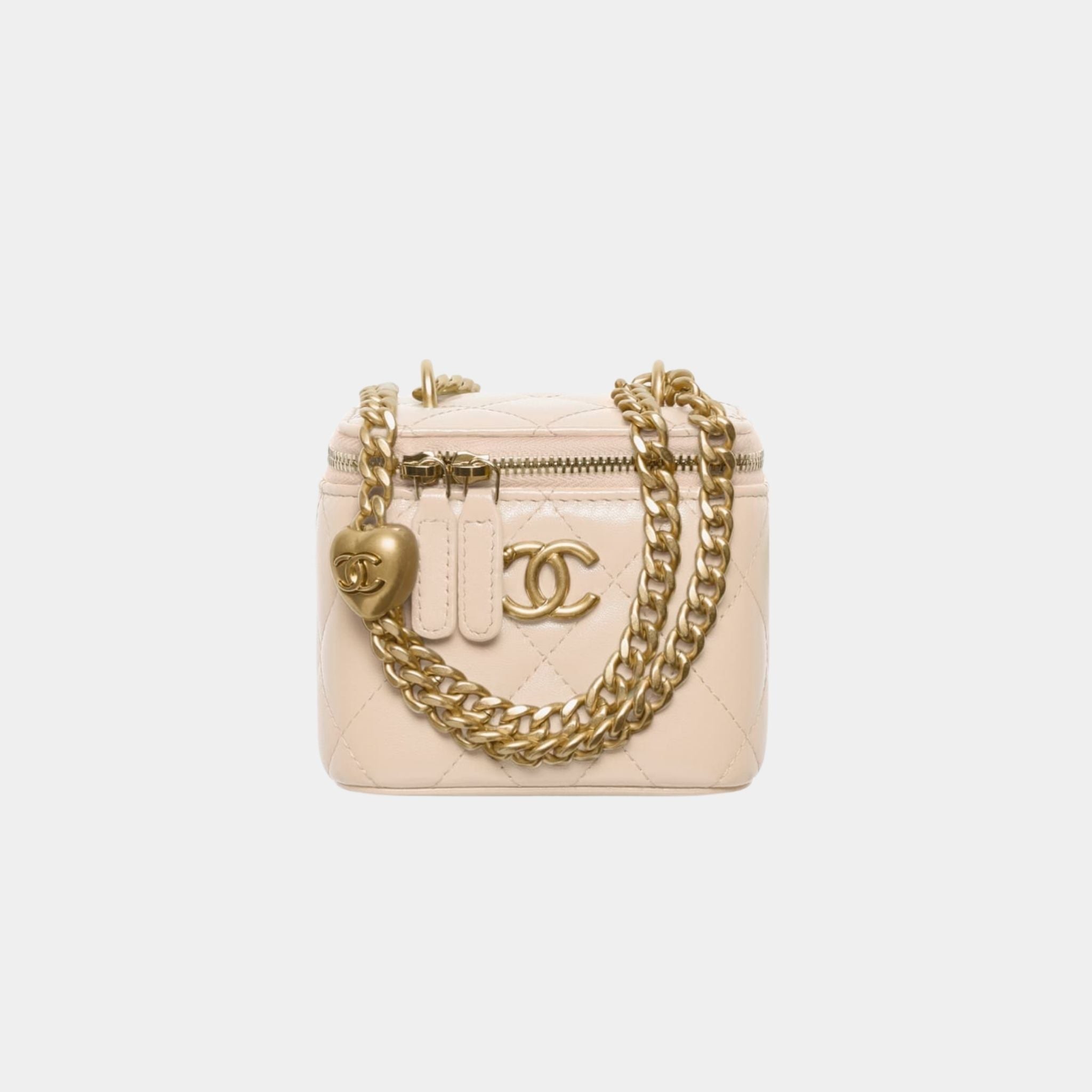 Small Vanity with Chain in Shiny Lambskin and Gold Tone Metal
