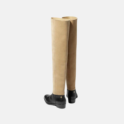 Thigh Boots In Velvet Calfskin And Calfskin