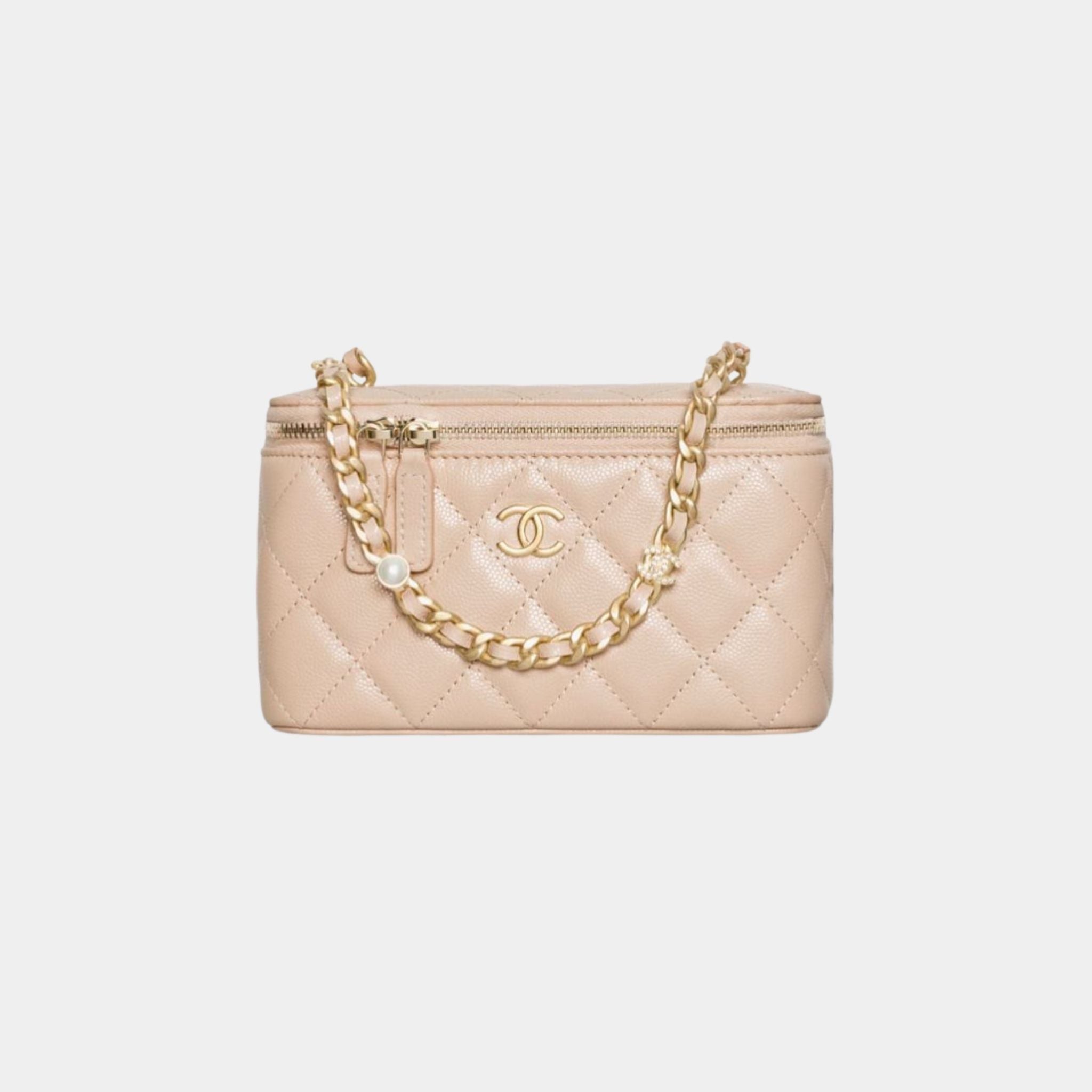 Vanity with Gold-Tone Chain in Grained Shiny Calfskin
