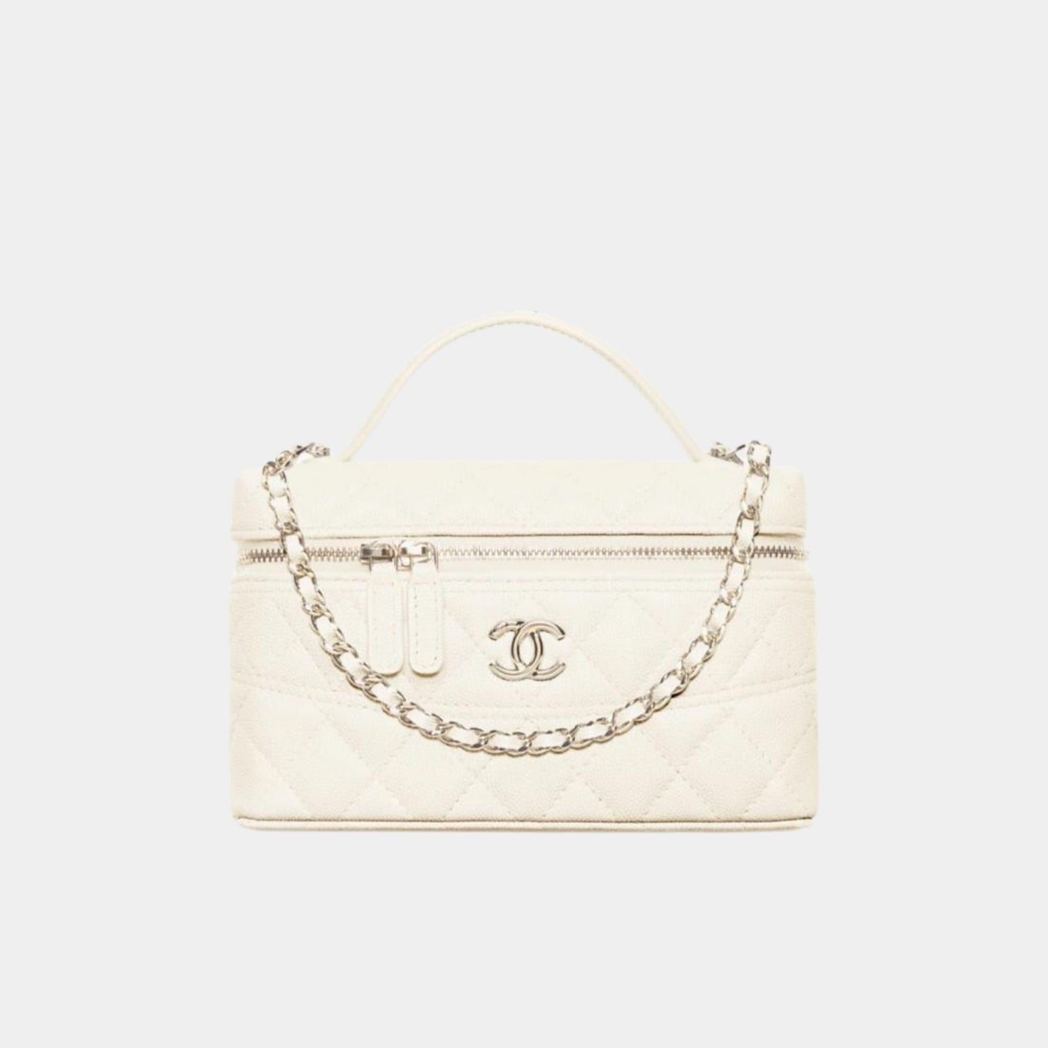 Vanity with Chain in Grained Calfskin and Gold Toned Metal