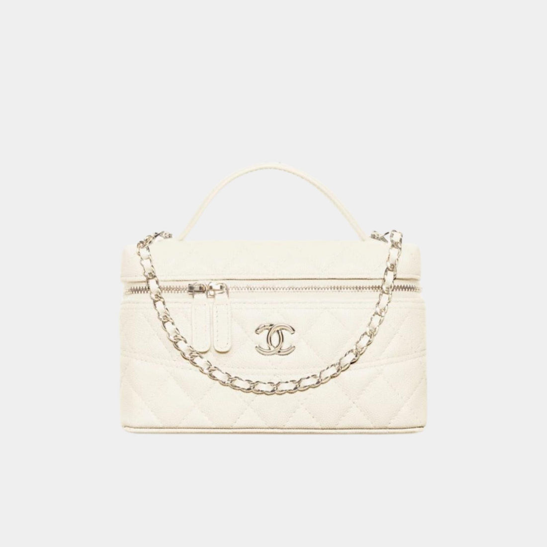 Vanity with Chain in Grained Calfskin and Gold Toned Metal
