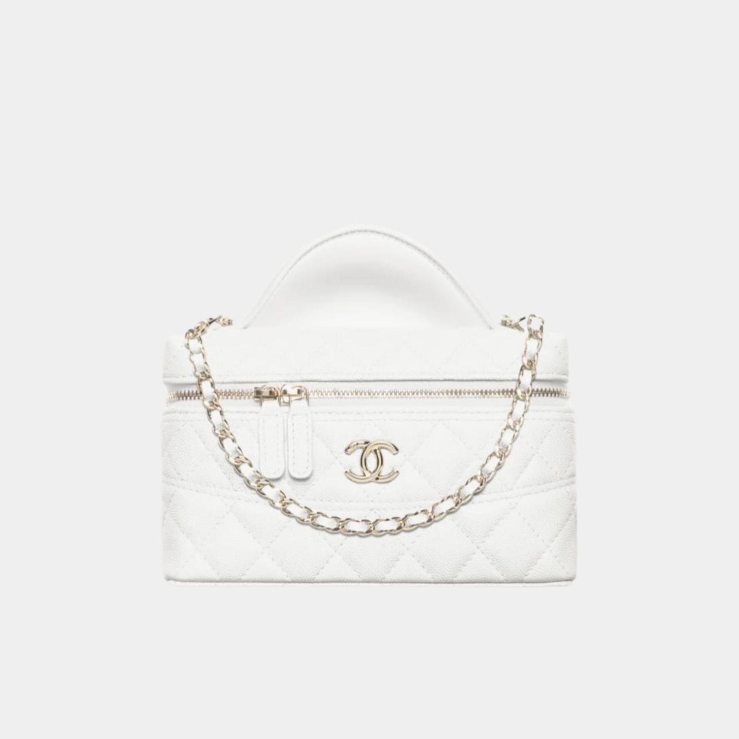 Vanity with Chain in Grained Calfskin and Gold Toned Metal