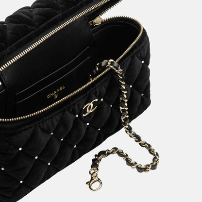 Vanity With Chain Velvet Diamante Gold Tone Metal