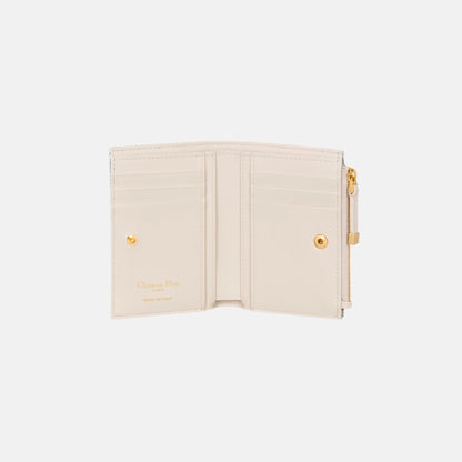 Dior 30 Montaigne Dahlia Wallet with Raffia and Calfskin