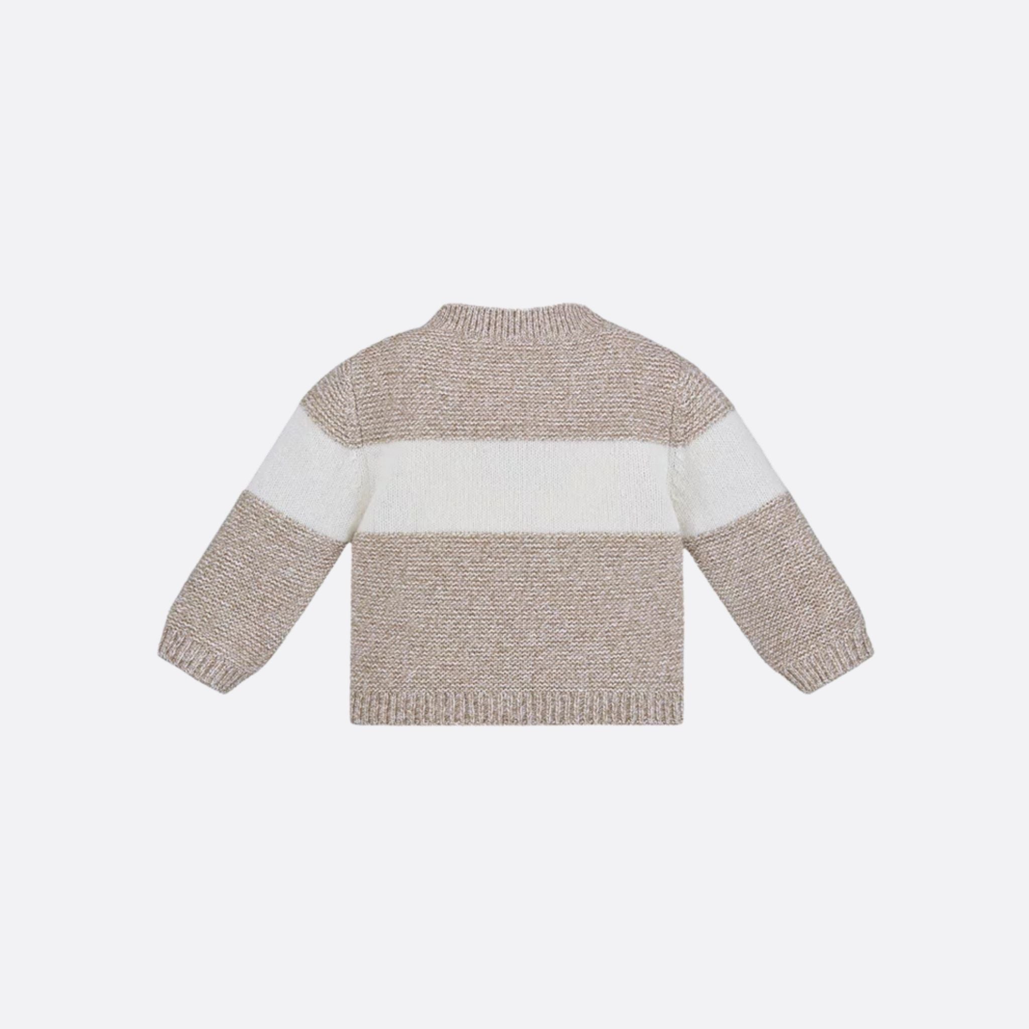 Cardigan in Heathered Beige &amp; Ivory Wool Cashmere Knit