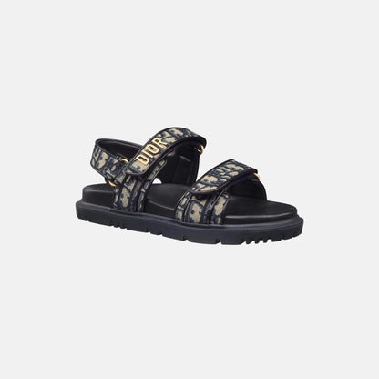 Dioract Sandal In Cotton Embroidered With Oblique Motif