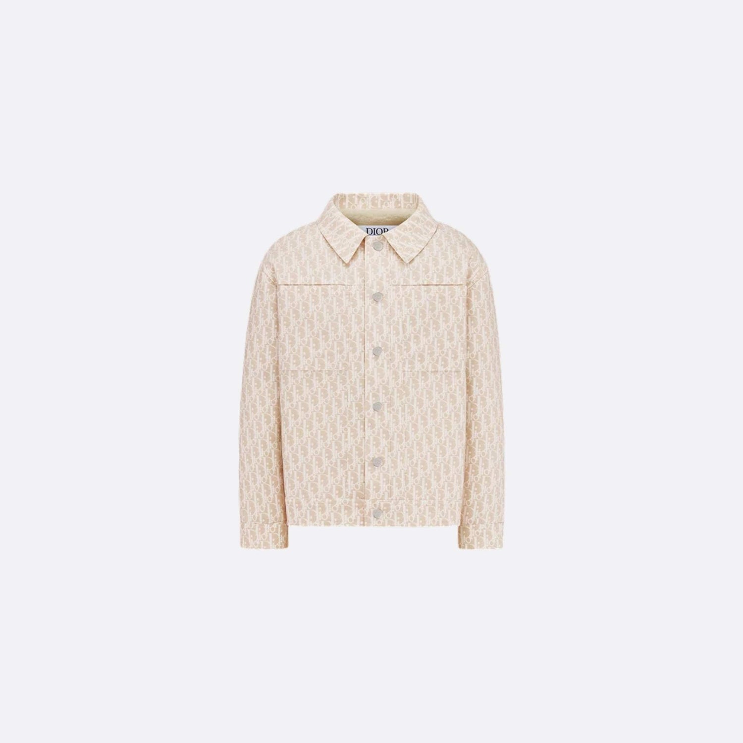 Kids Jacket Beige Basket Weave Cotton Ivory Dior Oblique Motif