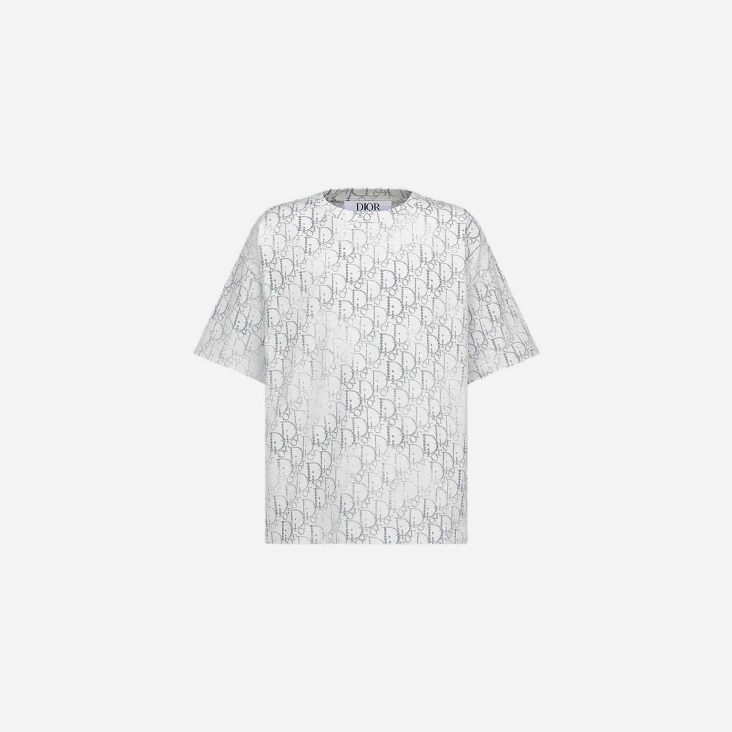 Kids T-Shirt in Ivory Cotton with Silver Oblique Pearl