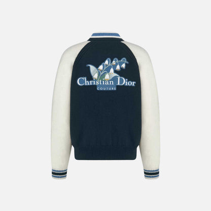 Lily Of The Valley Varsity Cardigan In Felted Wool Jersey