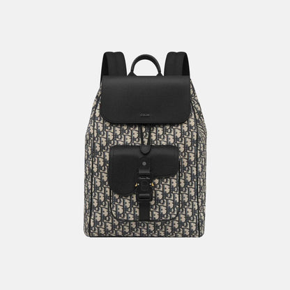 Saddle Flap Backpack in Oblique and Grained Calfskin