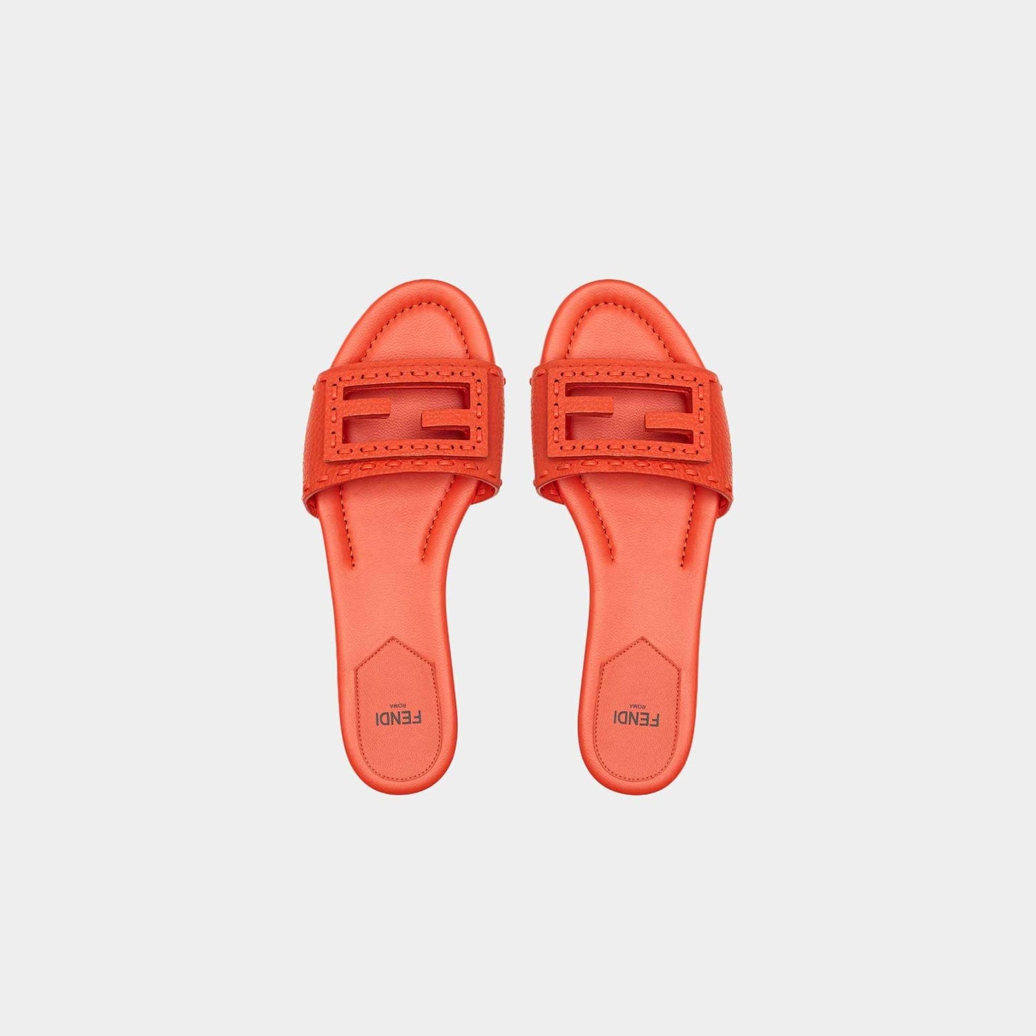 Baguette Leather Slides With Macro Selleria Topstitches