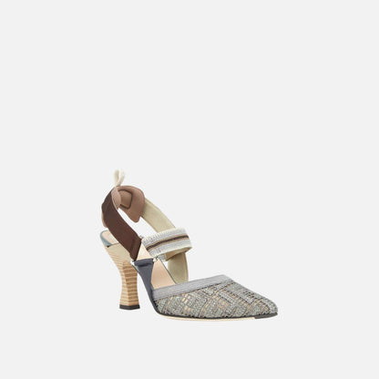 Colibri High Heeled Slingbacks In Embroidery
