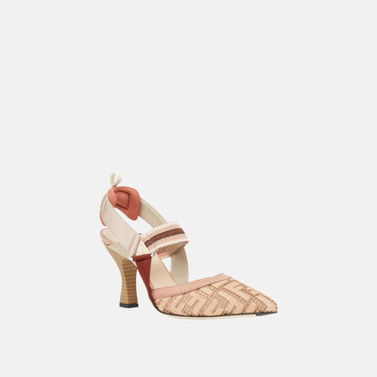 Colibri High Heeled Slingbacks In Embroidery
