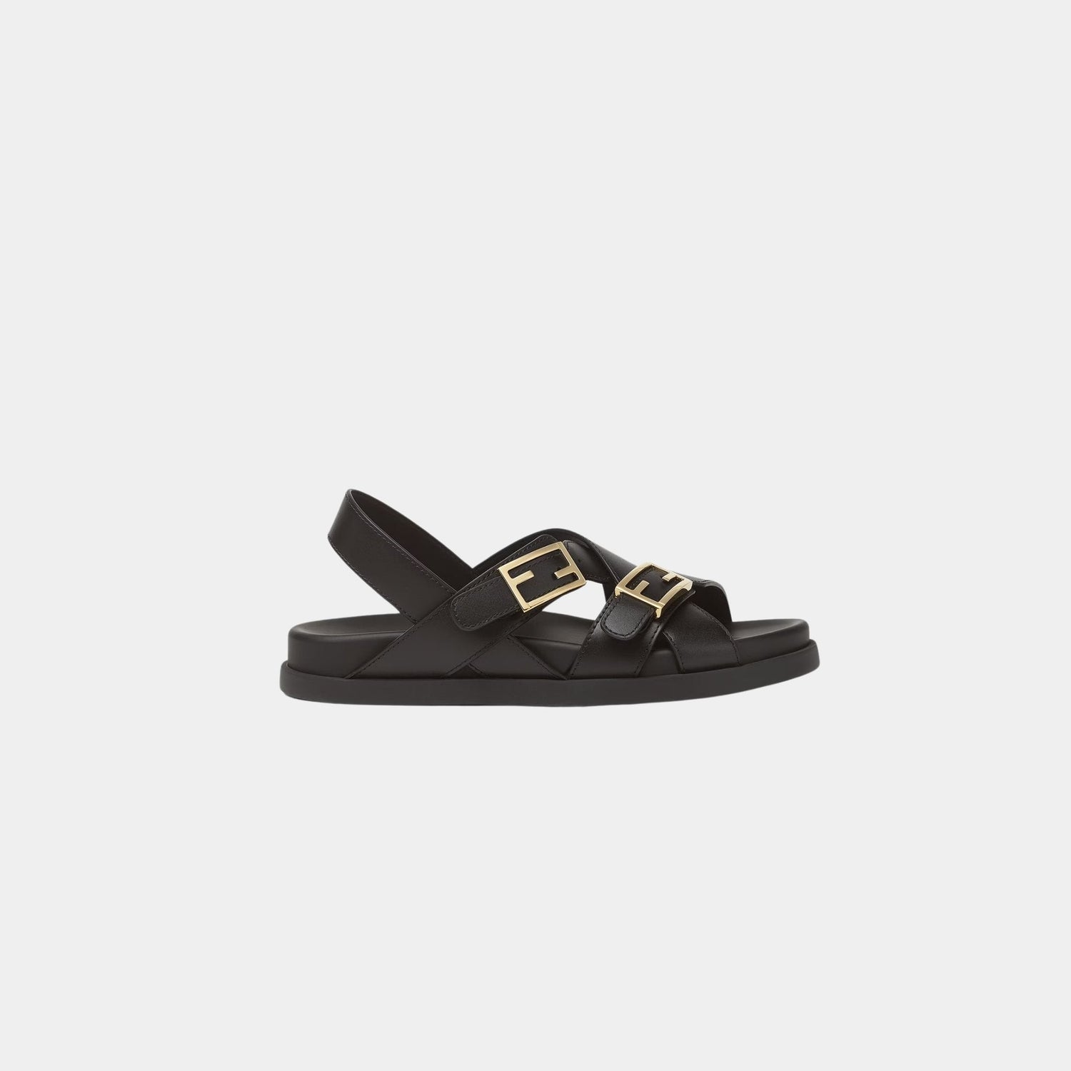 Feel Triple-Band Flat Cross-Over Leather Slides