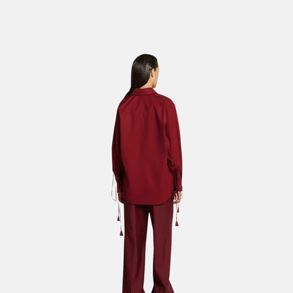 Cotton Poplin Shirt With Tie