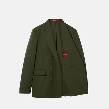 Double Breasted Light Wool Gabardine Jacket