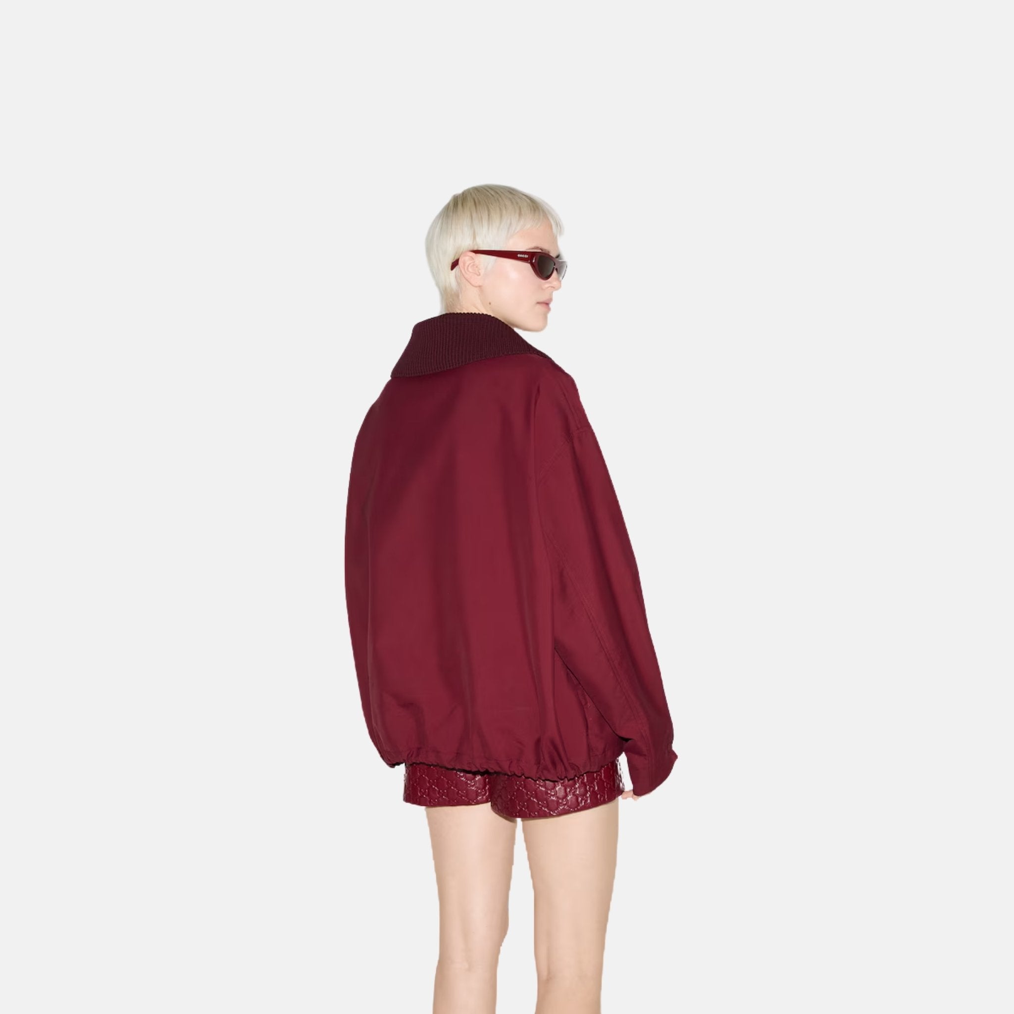 Embossed Gabardine Bomber Jacket