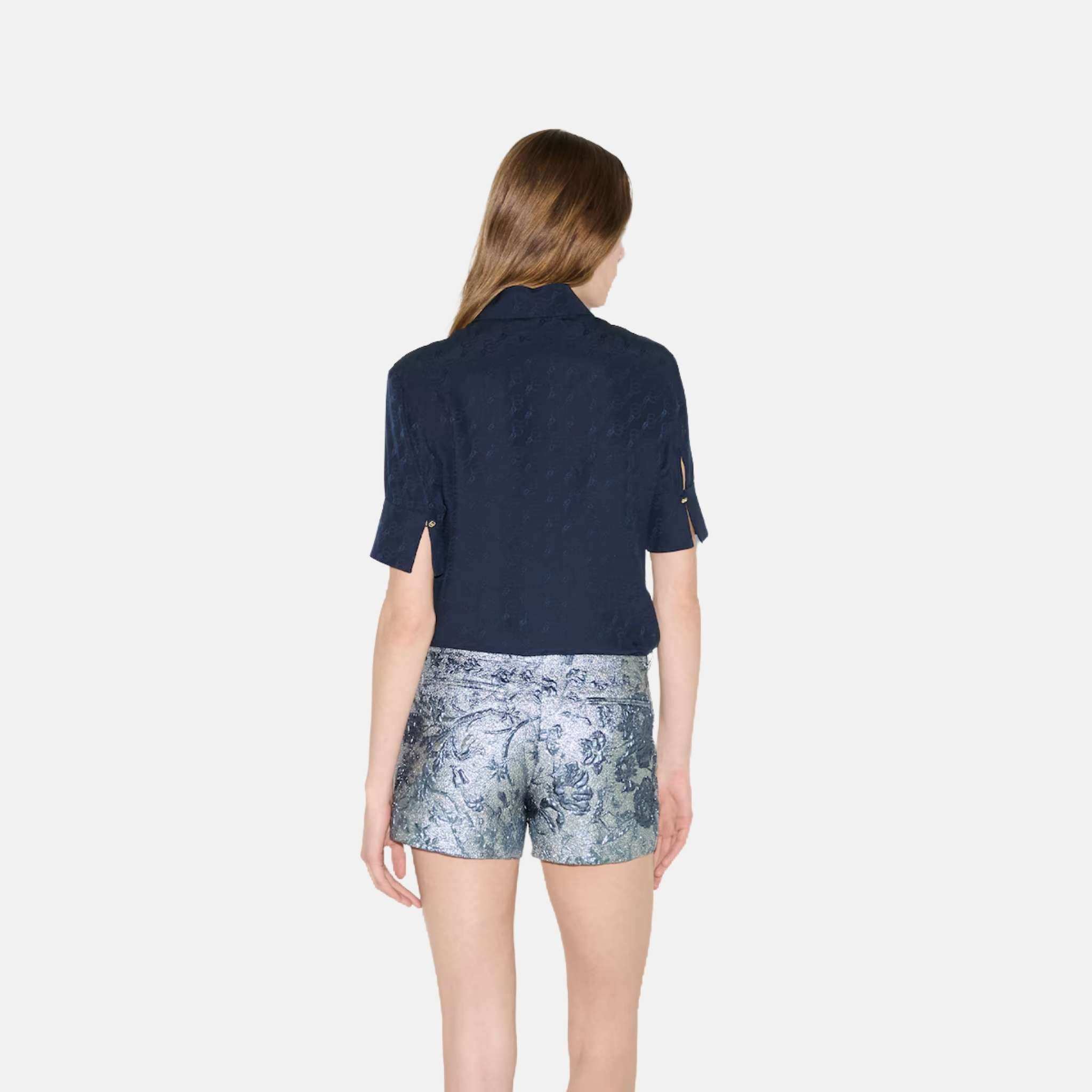 GG And Chain Silk Jacquard Shirt