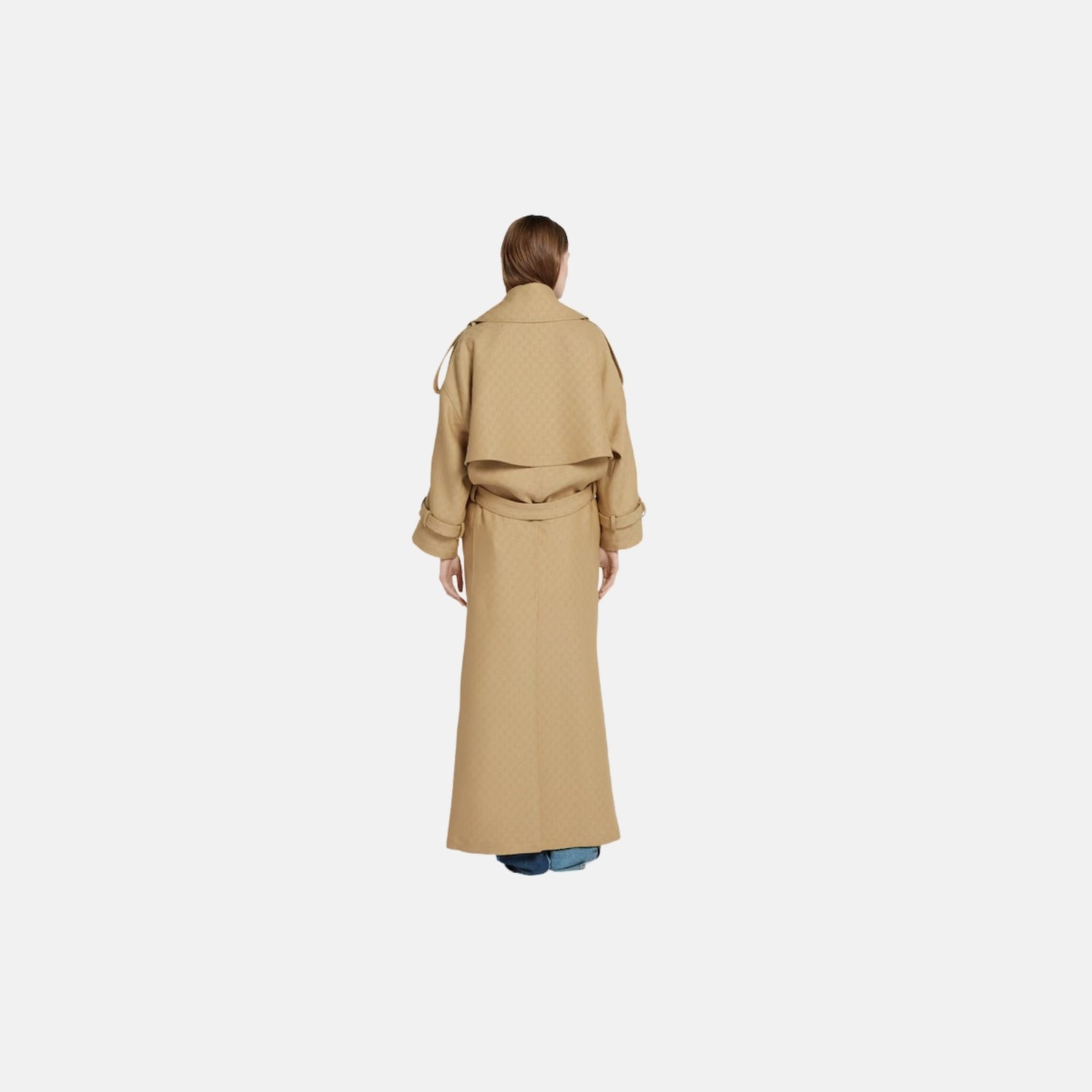 GG Crepe Silk Wool Double Breasted Coat