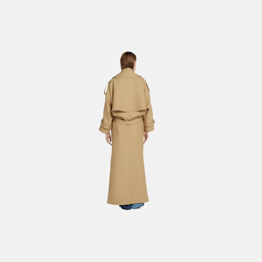 GG Crepe Silk Wool Double Breasted Coat