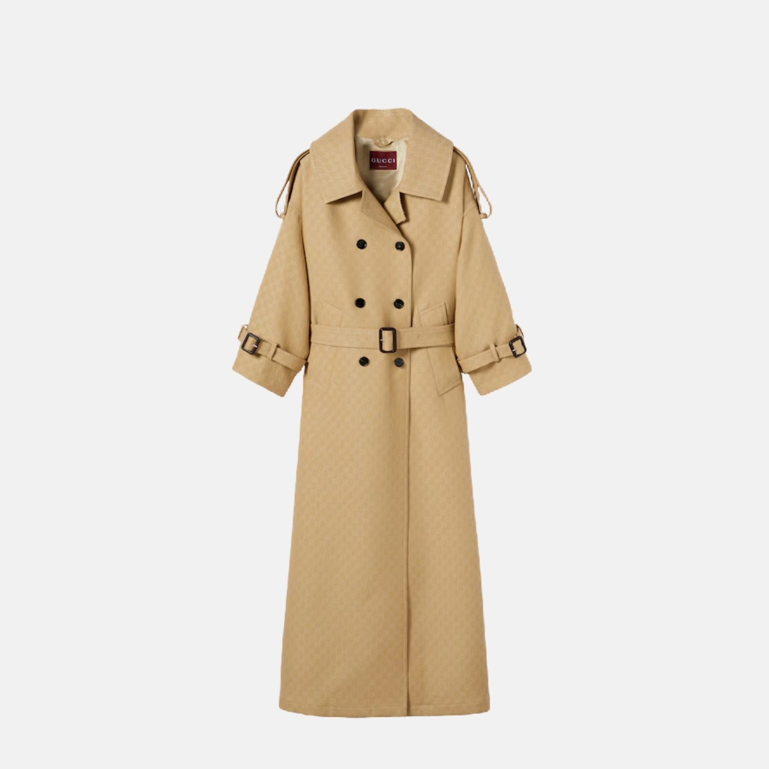 GG Crepe Silk Wool Double Breasted Coat