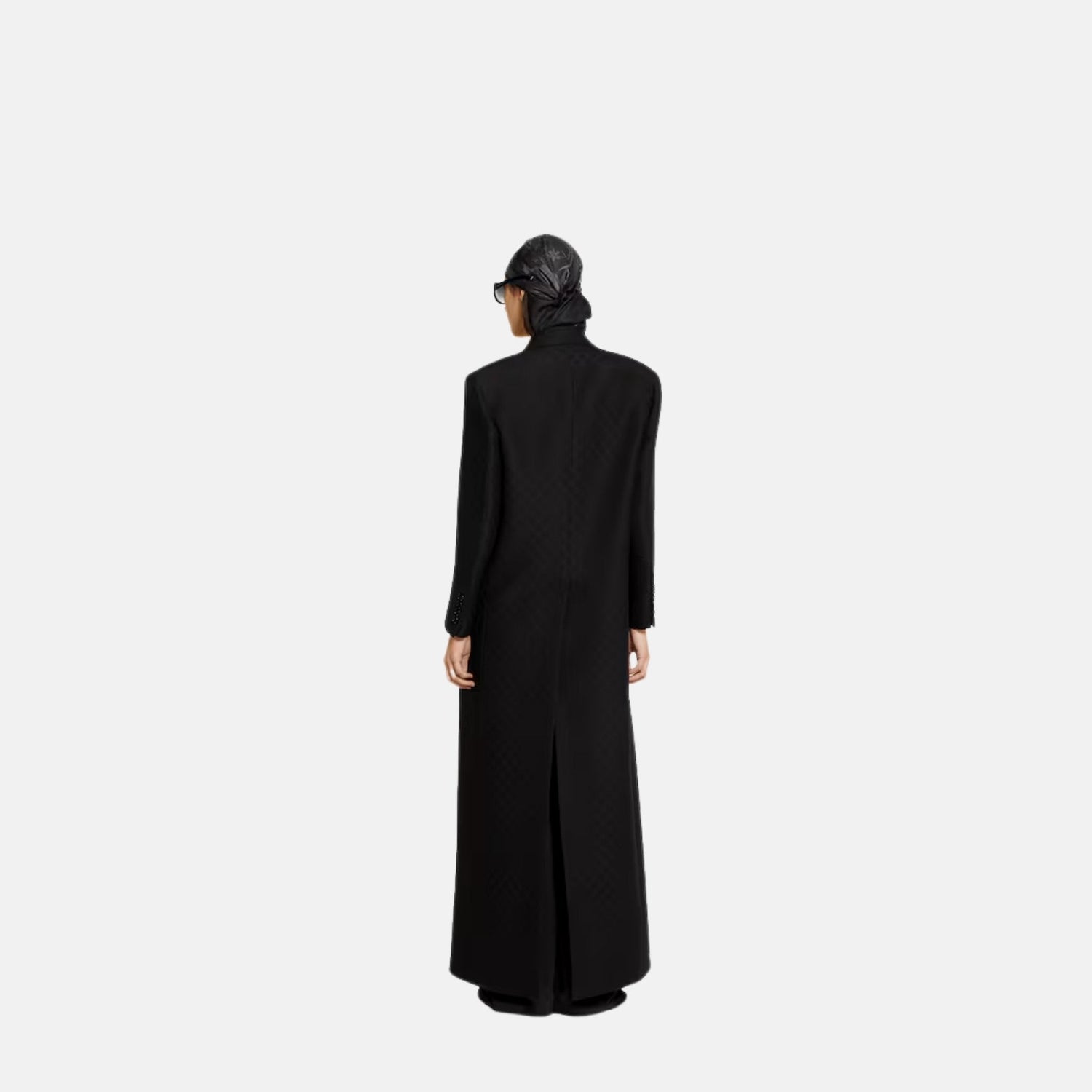 GG Silk Wool Crepe Double Breasted Coat