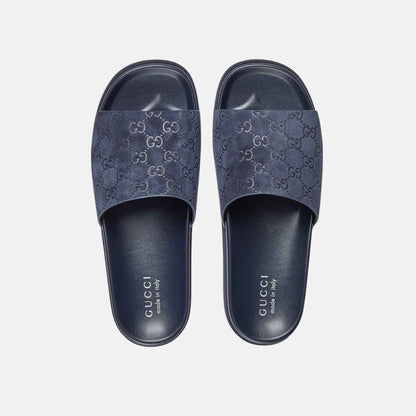Mens Slide Sandal In GG Suede