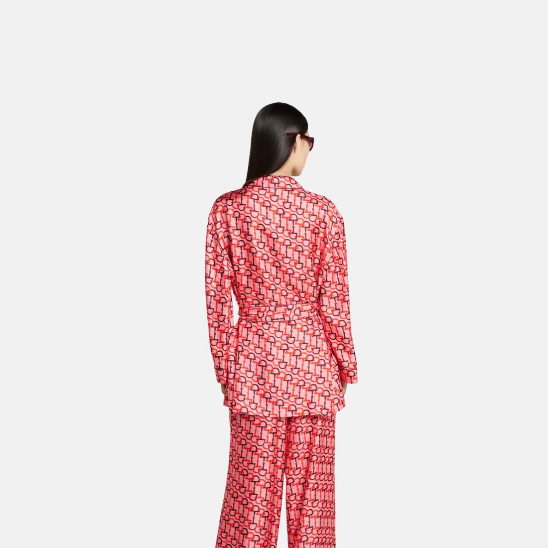Printed Silk Shirt With Self Tie