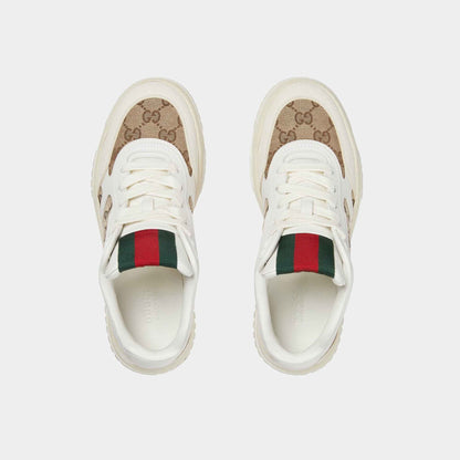 Re-Web Sneaker GG Canvas With Leather Trim
