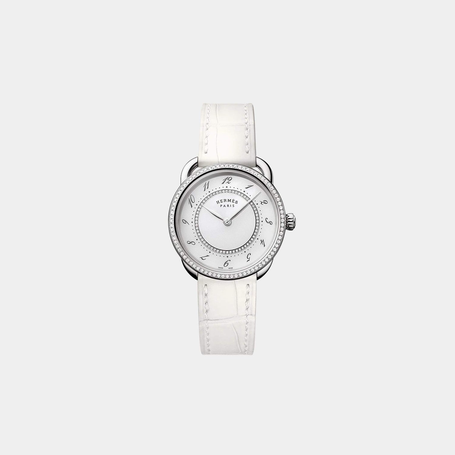 Arceau 30 mm Set-In Steel Watch With Alligator Strap