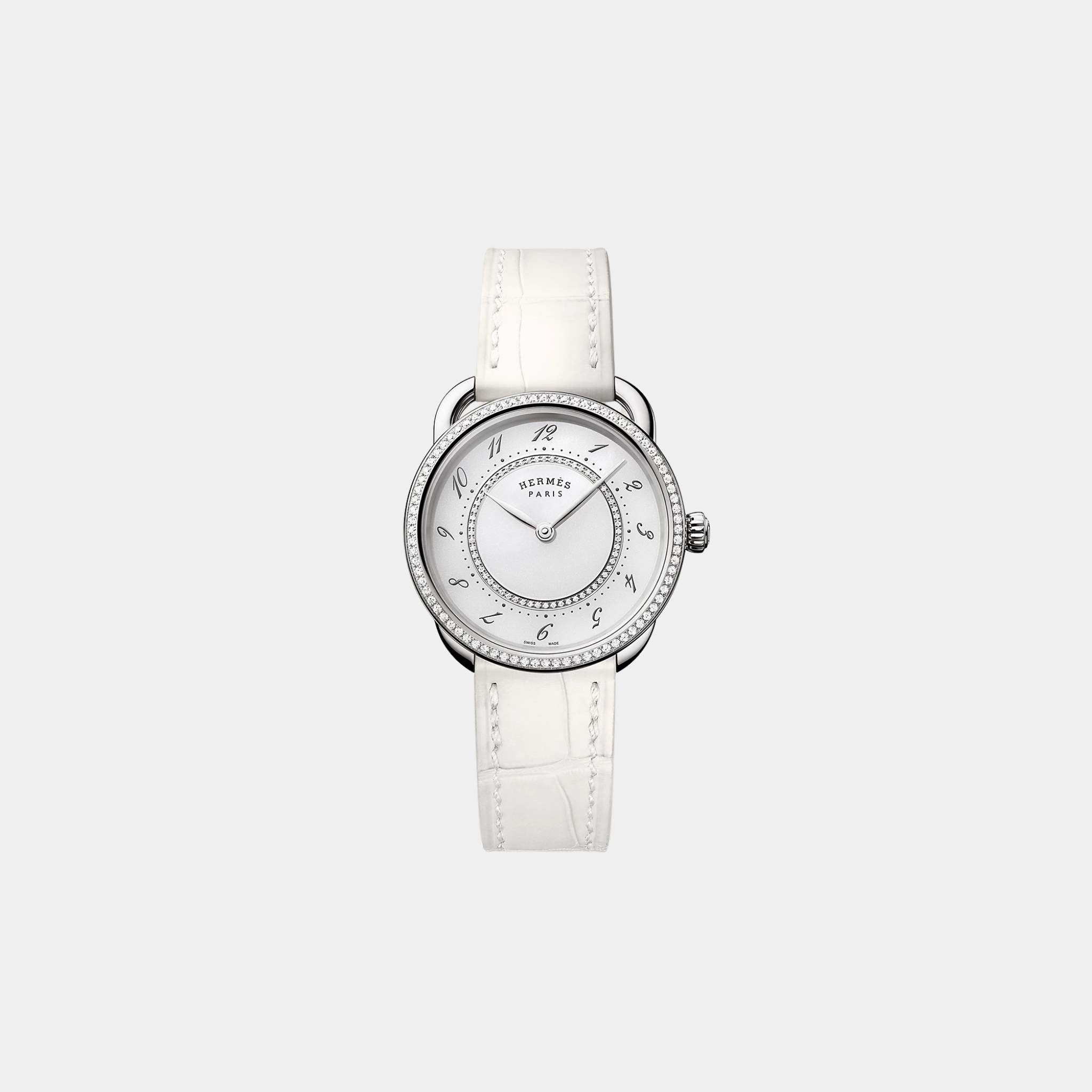 Arceau 30 mm Set-In Steel Watch With Alligator Strap
