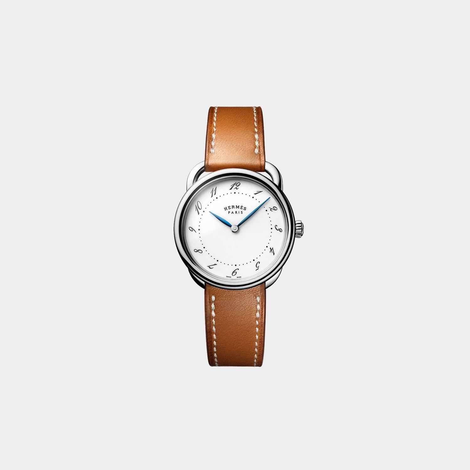 Arceau 30 mm Steel Watch With Natural Barenia Calfskin Strap