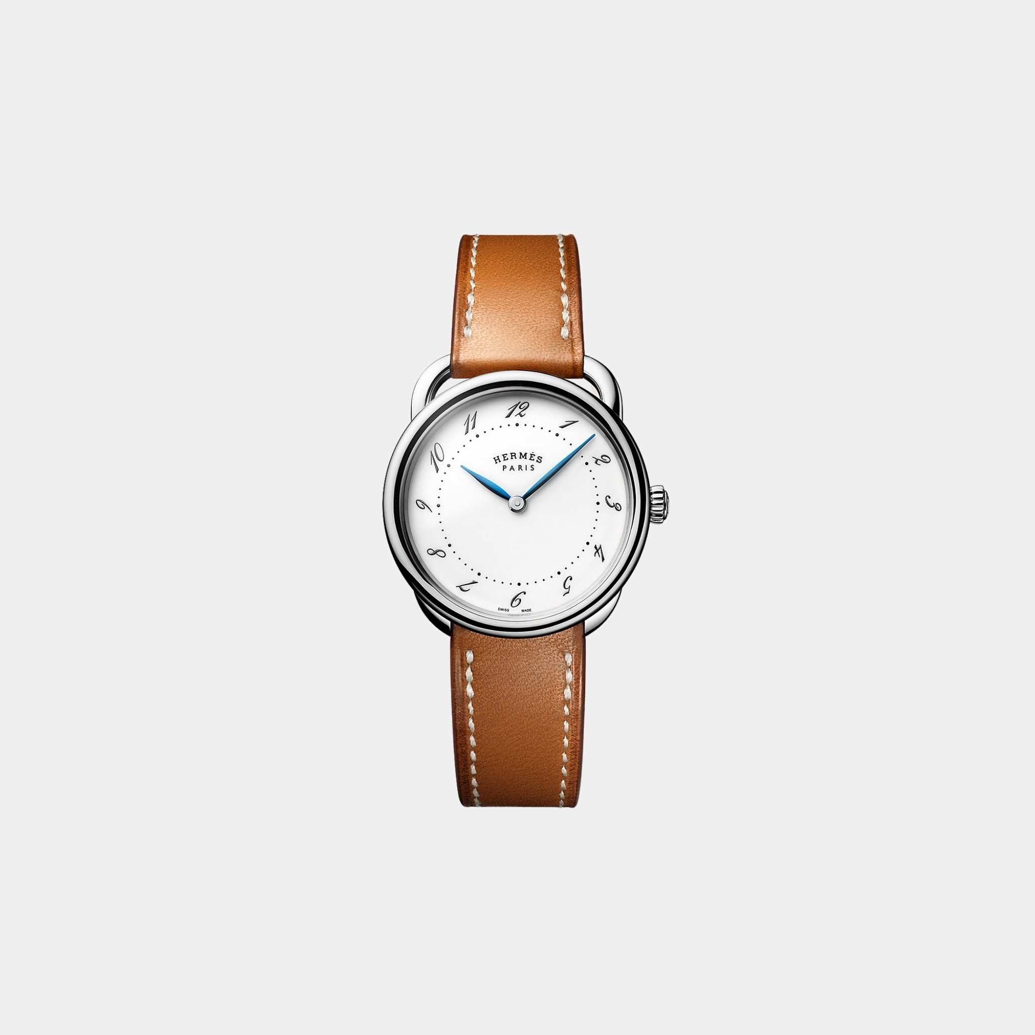Arceau 30 mm Steel Watch With Natural Barenia Calfskin Strap