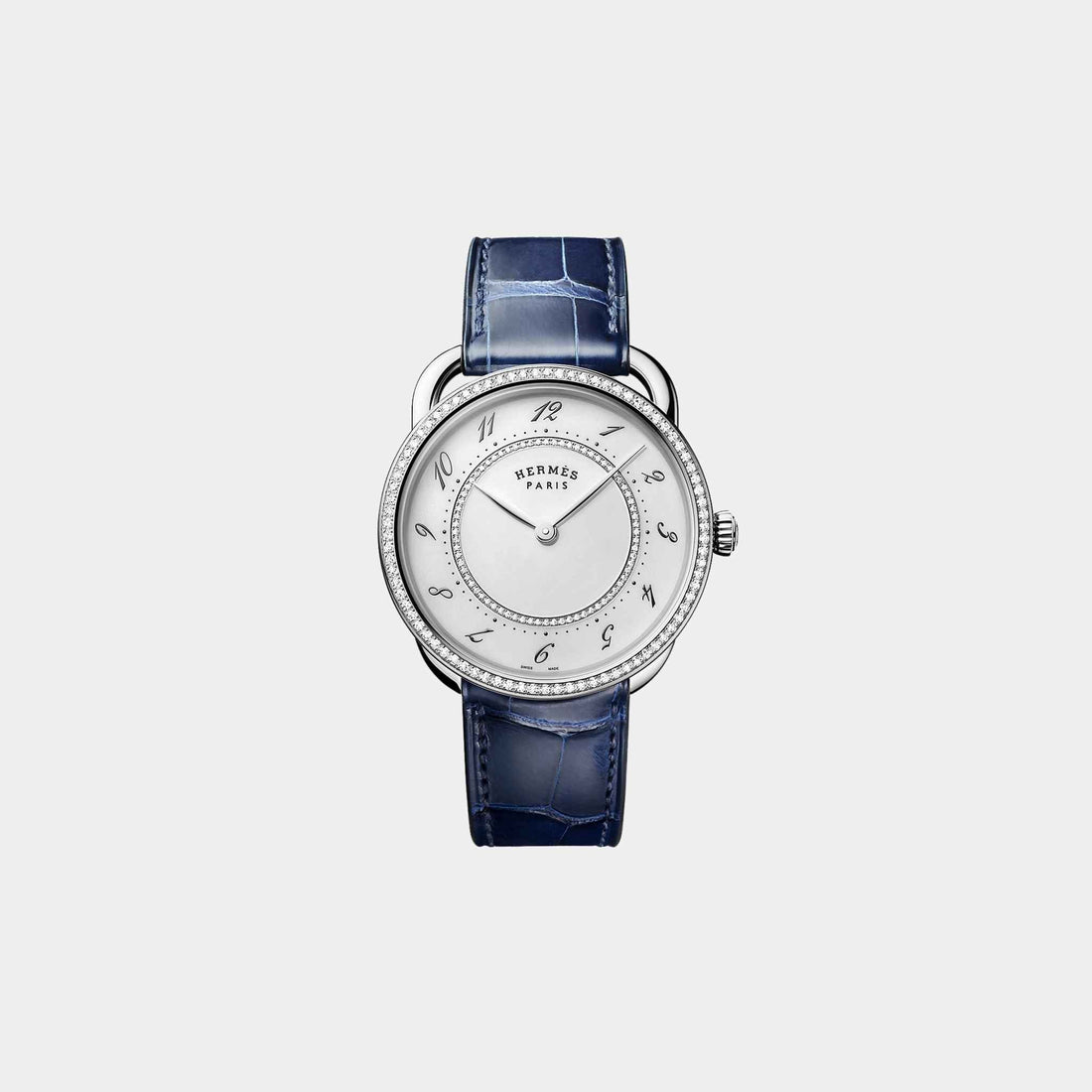 Arceau 36 mm Set-In Steel Watch With Blue Alligator Strap