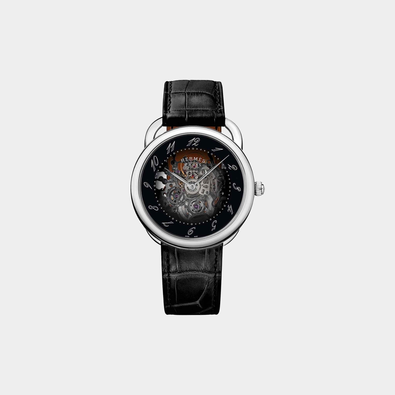 Arceau Squelette Watch with Matte Black Alligator Strap