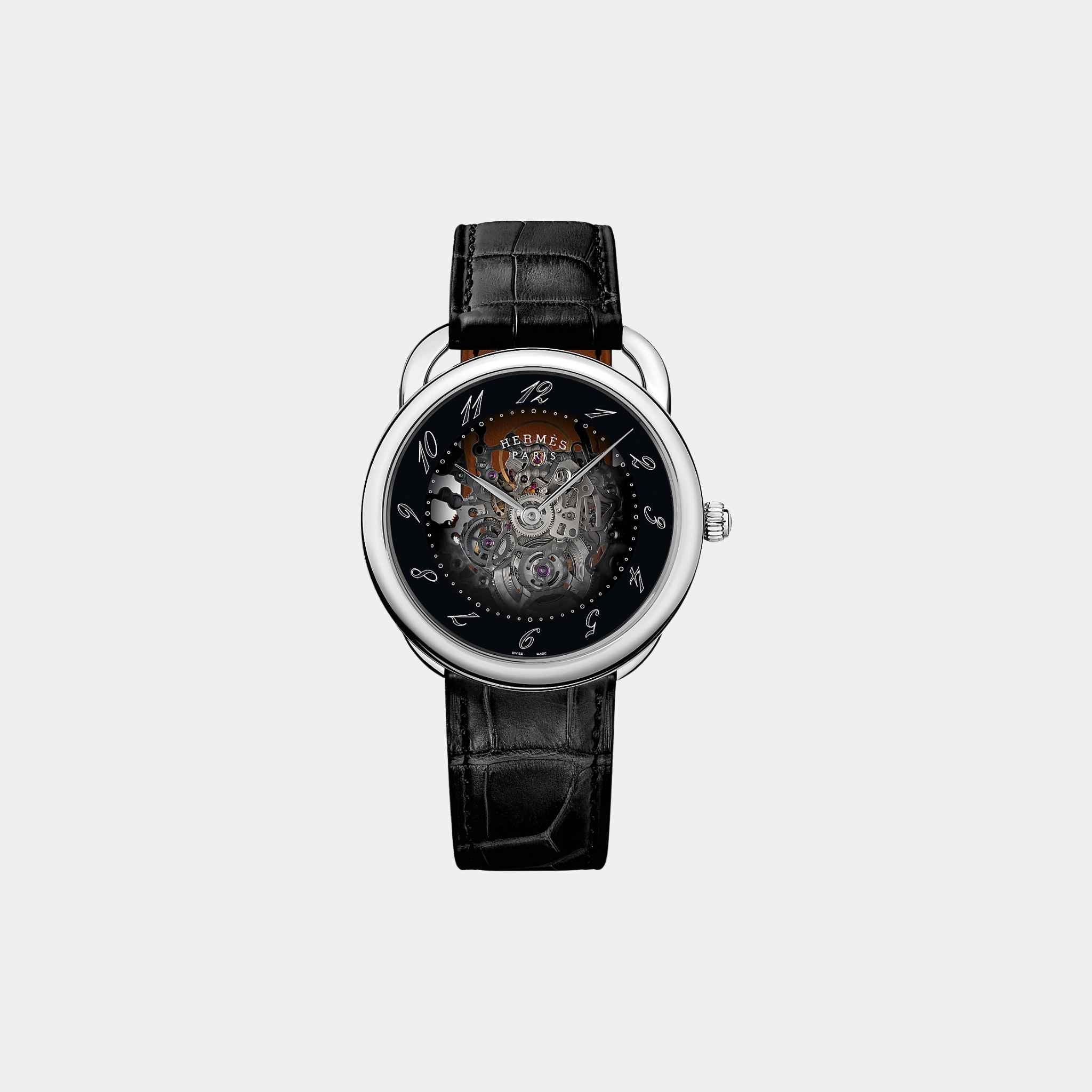 Arceau Squelette Watch with Matte Black Alligator Strap