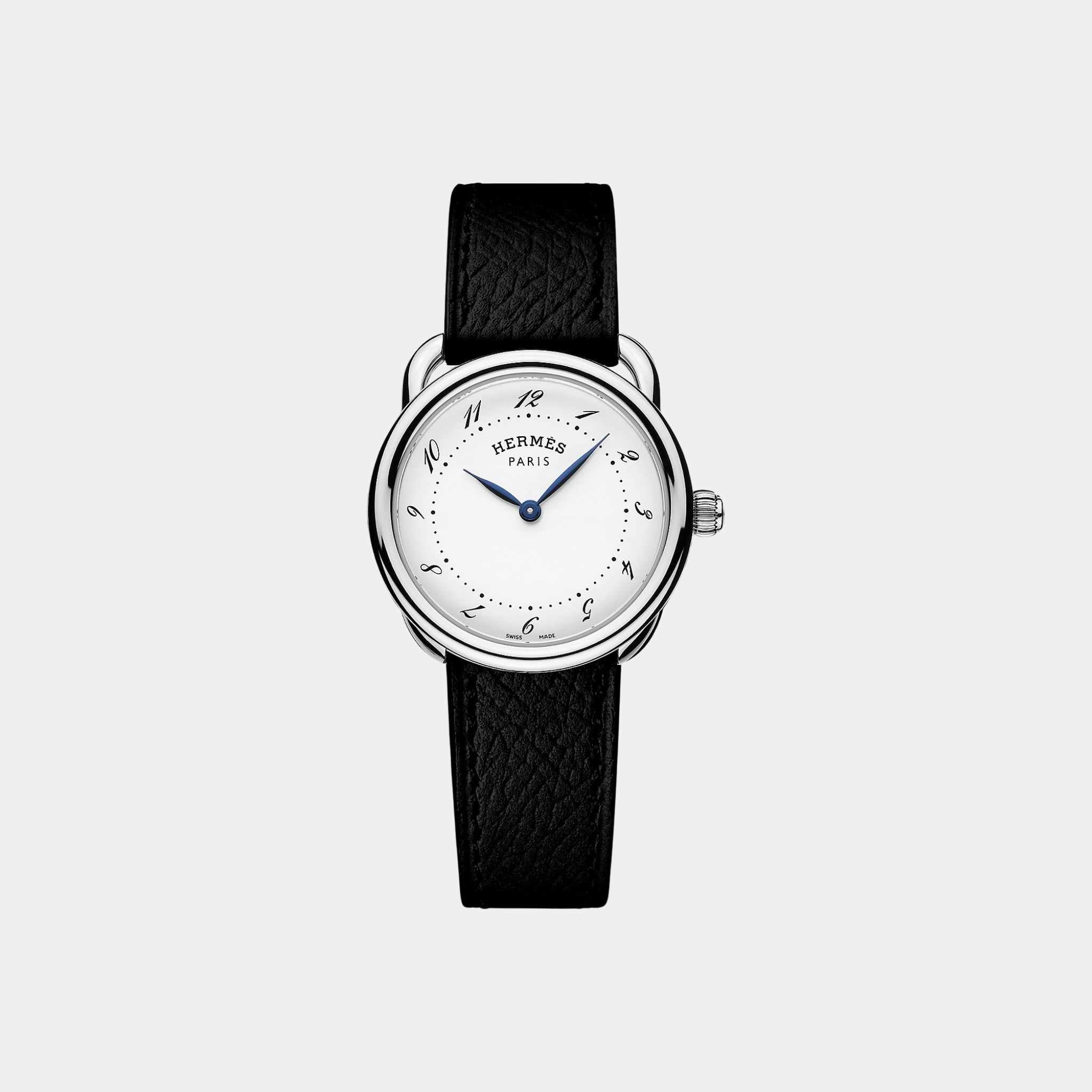 Arceau Steel 28 mm Watch With Black Epsom Calfskin Strap