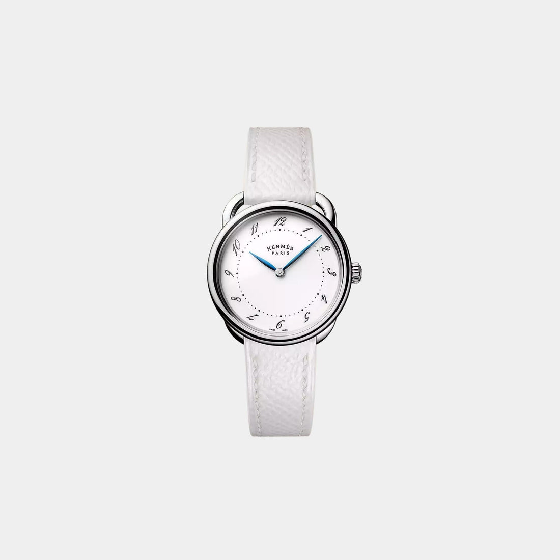 Arceau Steel 28 mm Watch With White Epsom Calfskin Strap
