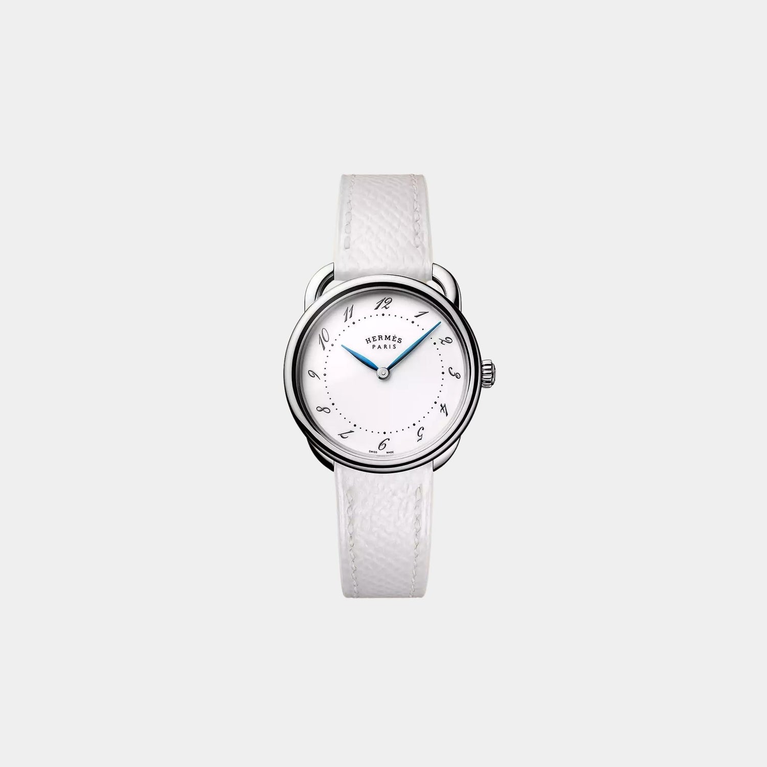 Arceau Steel 28 mm Watch With White Epsom Calfskin Strap