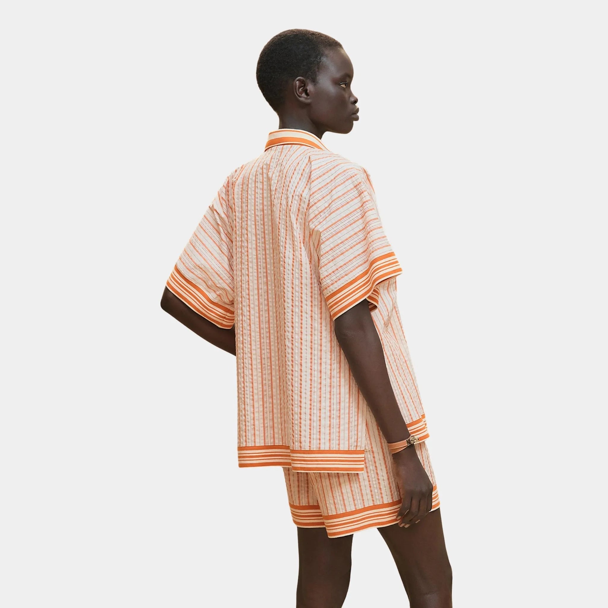 Beach Shirt in Striped Seersucker