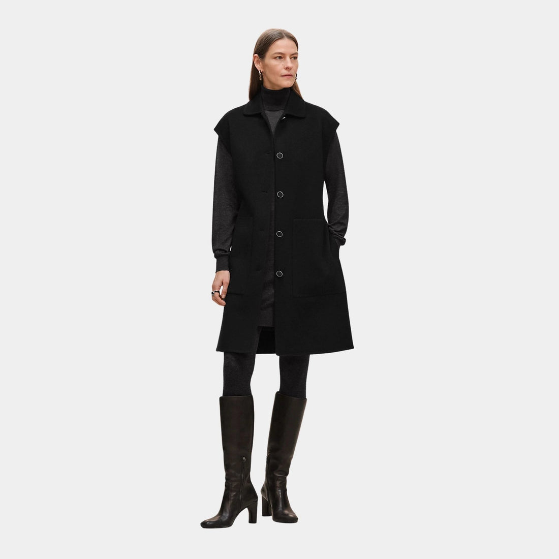 Belted Cashmere Long Vest