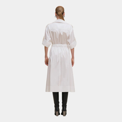 Belted Wide Dress in Cotton Twill